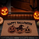 Lanpn Halloween Welcome Natural Coir Door Mat, Orange Pumpkin Coco Front Door Outdoor Doormat Outside Entrance Porch Non Slip Rubber Rug Autumn Thanksgiving Farmhouse Decor 30x17 inch