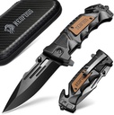 NedFoss Pocket Folding Knife DA75, 3 in 1 Pocket Knife for Men, Survival Knife with Liner-Lock Belt Clip, Seat Belt Cutter, Glass Breaker, Hunting knife for Camping Hiking