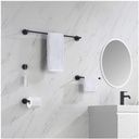 KIBI Circular 5-Piece Bathroom Hardware Set, Matte Black | Includes Towel Bar, Towel Ring, Toilet Paper Holder, and Robe Hooks | Durable Solid Brass Construction & Rust-Resistant Design (C-KBA14-5)