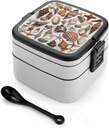 Various Shell Images Bento Box 1000ml Leak Proof Lunch Container with Removable Dividers & Spoon - BPA-Free PP Stackable Lunch Box for Work, Office, Picnic, Travel, Dining Out