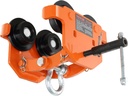 VEVOR Manual Trolley, 4400 lbs/2 Ton Load Capacity, Push Beam Trolley with Dual Wheels, Adjustable for I-Beam Flange Width 2.8" to 6.7", Heavy Duty Alloy Steel Garage Hoist for Straight Curved I Beam