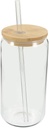 Multi-function Glass Cup Bamboo Lid Straw Reusable Coffee Cups Lids High Temp Resistant for School