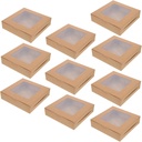 Unomor 10pcs Brown Cake Boxes Window Creative Cupcake Packaging for Bakery and Home Use Kraft Material