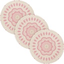 3 Pcs Dish Holder for Crock Pot Geometric Flower Soft Pink 15in Polyester-Cotton Thread Weave Home Necessities alfombrilla de para cocina