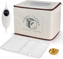 Sourdough Proofing Box – Collapsible Countertop Dough Proofing Box & Bread Proofer with 68–120 °F Temperature Control, Integrated Humidity Monitor & Water Dish for Artisan Bread (Beige)