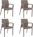DIMAR GARDEN 4 Piece Patio Dinning Chairs Set, Outdoor Resin Dining Chairs with High Back, Deck Chair with Armrest, Flax Gray