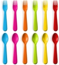 Plastic Toddler Utensils Set of 12 Kids Utensils Forks and Spoons - BPA FREE/Dishwasher Safe Toddlers Silverware Set Brightly Colored Children's Safe Flatware Cutlery Set