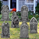Yerliker 6 Styles 27 Inch Halloween Tombstone Outdoor Decorations Yard Stakes Signs Graveyard Tombstones for Halloween Props Lawn Decorations