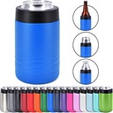 4-in-1 Stainless Steel 12 oz Double Wall Vacuum Insulated Can or Bottle Cooler Keeps Beverage Cold for Hours - Also Fits 16 oz Cans - Powder Coated Royal Blue - Clear Water Home Goods