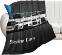 Skyline R32 R35 Vsthemes White Cars Black Background Art Blanket Flannel All Seasons Lightweight Air Conditioner Fuzzy Blanket for Living Room/Bedroom/Sofa/Chair Suitable for Adults/Pets/Babie 50"x60"