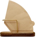 Coffee Filter Holder, Wall Mount Coffee Filter Storage with Adhesive Backing, Cone Container for V60 Paper (Walnut Alloy)
