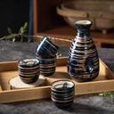Sake Set Tea Pots, Sake Set, 5 Piece Sake Cup Set, Blue Glaze Texture Design Ceramic Cups, Crafts Wine Glasses, for Cold/Warm/Shochu/Tea Best