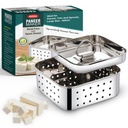 PANCA Stainless Steel Paneer Maker Mould Big Size, Paneer Press med Lid, Tofu Press Mould Maker, Whey Seperator (Square, 550ml Capacity)