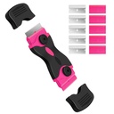 DEKEones Razor Blade Scraper, Double Edged Razorblade Scraping Tool med 10 Pcs Razor Blades, Paint Scraper för Glass, Decals, Tint, Stickers, Labels, Caulk, Adhesive (Pink)