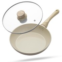 Lifelong Forged Fry Pan 24cm med Glass Lid | 1.8Ltr, 1.9kg Pan | Ceramic Coated | Gas Stove and Induction Friendly | Non-Stick, Teflon Free & Durable |Skillet för matlagning, sill, Sautéing och Frying