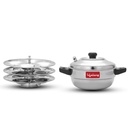 Livslång Idli Cooker 3 Plate | 12 idlis | Rostfritt stål Idli Cooker, Induktion och Gas Stove Compatible Idli Maker (LLIDCKR03, stål Silver)