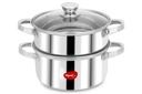 Pigeon By Stovekraft Steel X Steamer Stainless Steel Induction Base, Modak Maker/Momo Maker, Dual Compartment With Glass Lid, 4.6L Capacity, Silver, 4.6 liter
