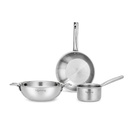 Livslångt Triply 3-bitars köksredskap Set | Kadai, Frypan & Saucepan för matlagning | Rostfritt stål 22 cm Kadai & Fry Pan 22 cm | 14 cm Sauce Pan | Induktion Bottom & Gas Stove Cookware (LLTP3PCS)