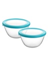 CELLO Ornella Round Glass Mixing Bowls för Kök med Lid Set av 2 Pieces, 500ml Transparent | Frys & Fridge Safe, Microwave Oven & Dishwasher Safe Toughened Glass Bowl för servering Mixing Dining