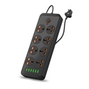 Portronics Power Plate 7 med 6 USB Port + 8 Power Sockets Smart Electric Universal Extension Board Multi Plug med 2500W, 2Mtr Cord Length, 2.1A USB Output (Black)