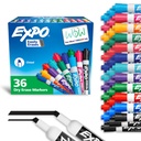 EXPO Dry Erase Markers, Low Odor Ink, Assorted Fashion Colors, Chisel Tip, 36 Count - Easily Erases, Idealisk för Classroom, Home, Office, Tillbaka till skolan, Lärarförsäljningar