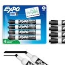 EXPO Dry Erase Markers, Low Odor Ink, Black, Chisel Tip, 4 Count - Whiteboard, Calendar, Organization, Essential Supplies for Office, School, Classroom, Lärare