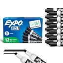 EXPO Dry Erase Markers, Low Odor Ink, Black, Chisel Tip, 12 Count - Whiteboard, Calendar, Organization, Essential Supplies for Office, School, Classroom, Lärare