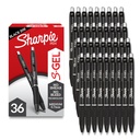 Sharpie S-Gel Pens, Medium Point (0,7 mm), Black Gel Ink, 36 Count - Skriva, Note-Taking, Office Supplies, No Smear, No Bleed