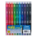 PILOT FriXion Clicker Gel Ink Pens 0,7 mm, diverse färger, 10-Pack