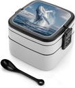 Humpback Sea Whale Ocean Animal Bento Box with 2 Compartments Adult Lunch Box Lunch Container for Meal Prep Work And Outdoors