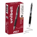 uniballTM 207 Gel Pens, Black Ink, 0,5 mm Micro Point, Retractable, 12 Count