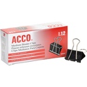 ACCO Binder Clips, Medium, Black, 12 per låda, 2 lådor (72062)
