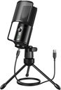 FIFINE Podcast Recording Microphone, PC USB Condenser Microphone för Streaming Vocal Music, Dator Desktop Mic med Mute Button för Windows / Mac OS-K669PRO1