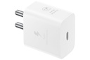 Samsung Original 25W USB Type-C Travel Adaptor Utan Kabel för Pixel, Xiaomi, Motorola, iPhone, Samsung Galaxy Tab S/A-serie, Galaxy S10/M54/M55/A80/A90/S25/S24, White