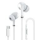 Kratos Tune V5 C Type Earphones Wired, Deep Bass Drivers Earphone, Inline Control Type c Headphones med Mic, Sweat Resistant, Comfort Fit Type c Earphone med Volume Control, Metallic C Pin Earphones