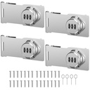 Kabinettlås med kombination, Hasp Locks, 4 Packs Silver