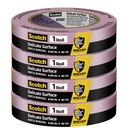 3M ScotchBlue 2080 Delicate Surface Painter's Tape, 1" x 60 Yds (Pack of 4) - Edge-Lock Technology for Sharp Lines, 60-Day Clean Removal, Gentle Blue Masking Tape för väggar och trim, No Residue