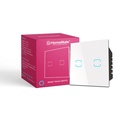 HomeMate® WiFi + BLE 2-Way 2 Gang Touch Switch | No Hub Required | Torr kontakt Switch | Home Automation | Kompatibel med Alexa och Hem (1, Vit)