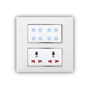 Smarteefi Touch 8 Port Modular WiFi Smart Switch Board, 6 Smart Switch, 2 Smart Plug, Kompatibel med Alexa & Home, Vit (Size: 8M-Square (154mmx160mmx40mm))