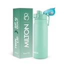 MILTON Reva 750 ISI Certified Stainless Steel Water Bottle med Twin Lid Sip eller Gulp, 750ml | Single Wall, BPA-Free, Leakproof | Sturdy Handle | Idealisk för hem, kontor, gym och resor, Aqua Green