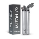MILTON Aston 1000 BPA & BPS-Free Water Bottle 1 ltr | Food-Grade Plastic | One-Click Open | Leak-Proof | Sip & Gulp Lid I idealisk för Office, School, College, Gym, Grey