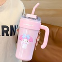 DOCAT 860ML Stainless Steel Tumbler med Straw, Vacuum Insulated Coffee Tumbler, Leakproof Wide Mouth Sipper Bottle med Straw, Hot och Cold Sipper för gym, Office, Sport, Travel, Home (Pink-01)