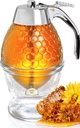 The honey dispenser does not leak, with a stainless steel syrup dispenser, a honeycomb-shaped honey jar, a honey dispenser squeeze bottle, used as a syrup juice