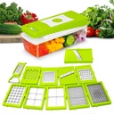 TEKCOOL 12 i 1 Multipurpose Chopper, Fruits & Vegetable Cutters, Grater Peeler Chipser, Unbreakable Food Grade Body, Easy Push to Clean Button Slicer Dicer, Chopper för kök