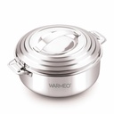 WARMEO Linea Premium isolerade rostfria stålkasseroler | Lätt att bära varma lådor för kök | Varm mat, Lätt att lagra | Silver | 2000 ml