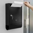 Plantex Letter Box/GI Steel Magazine Holder/Complaint Box & Suggestion Box för Office med säker lås och nycklar/News Paper Holder/Mail Box/Post Box- (Black) Wall Mount