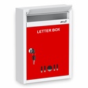 JD FRESH Wall Mount A4 Size Letter Box/Mail Box/Suggestion Box/Complaint Box för Office/Post Box för Home gate med Clear Window View & Secure Key Lock - (Red & Ivory)