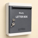 "ABS Plastic Letter Box Suggestion Box for Home, Office & Gate - A4 Size Mail Box med Lock & Key, Weatherproof, Durable Wall Mount Post Box" (White Grey)