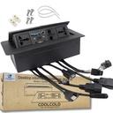 COOLCOLD 10 Modul, Hydraulic 8 Cables Cubby Metal, Conference Table Connectivity Solutions, Flip-Top Hidden Desk Module Pop Up Box med HDMI, VGA, Audio, LAN, Power & USB Port (Black) -1 Yr Warranty