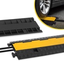 Dolphy Rubber Cable Protectors, 2 Channel Hose Cable Protector Ramp Heavy Duty Traffic Speed Bump Hose Cord Protective Cover Ramps med Yellow Flip-Open Top Cover, 5450kg Load Capacity